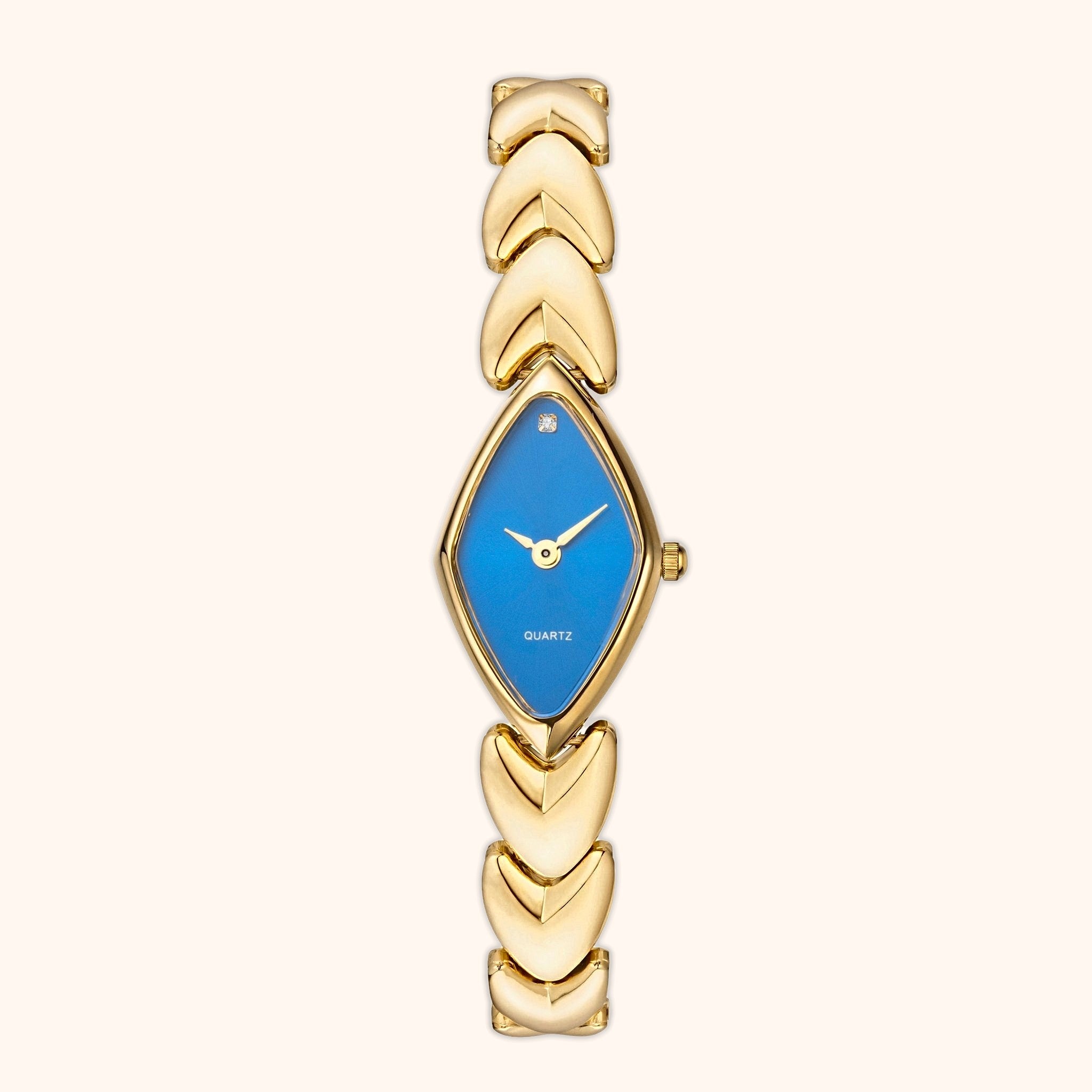 OhKlassy Lucille Gold Blue women's vintage-inspired watch, front view