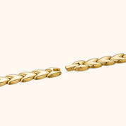 OhKlassy Lucille Gold Red women's vintage-inspired watch, bracelet and clasp detail
