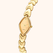 OhKlassy Lucille Gold women's vintage-inspired watch, angled side view