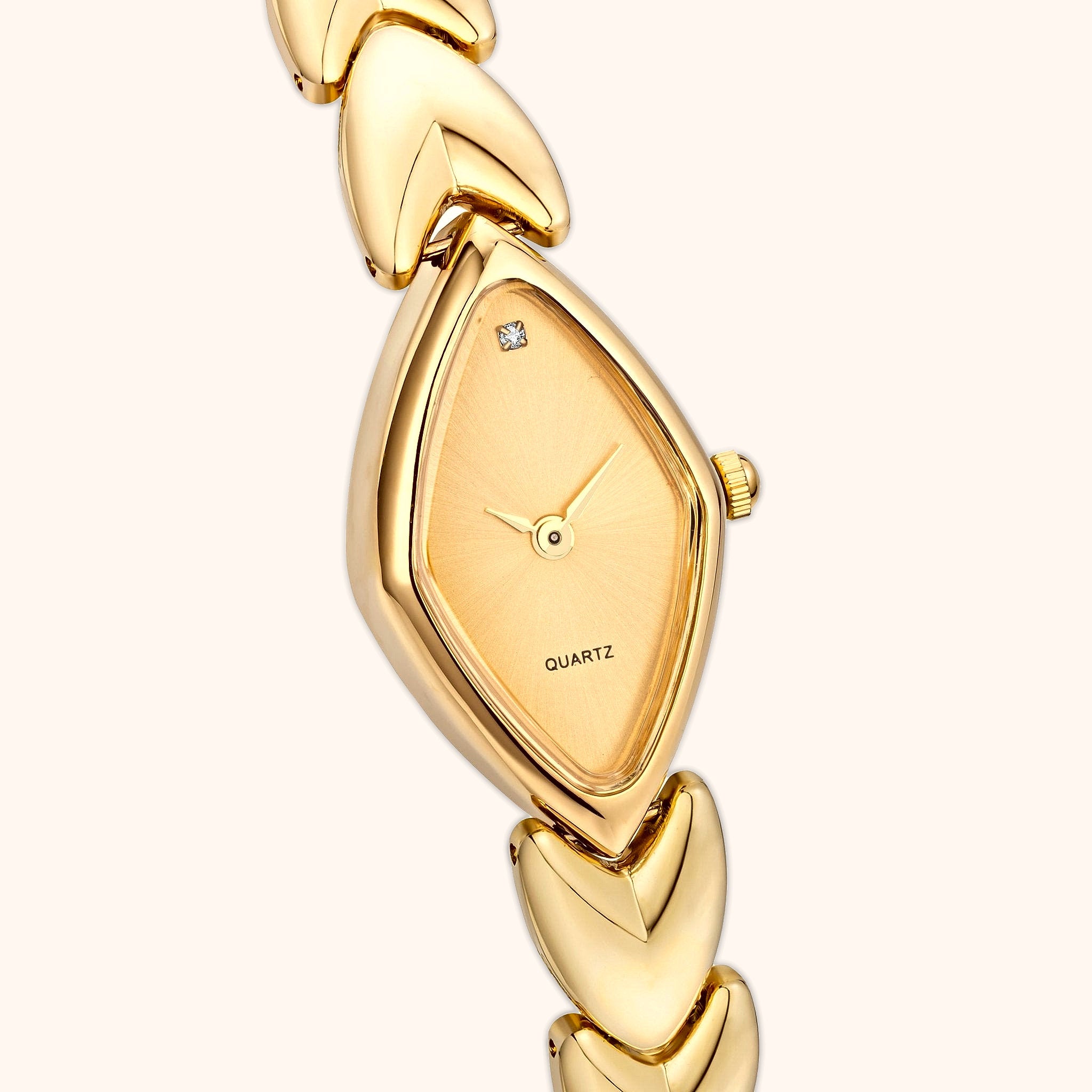 OhKlassy Lucille Gold women's vintage-inspired watch, dial close-up