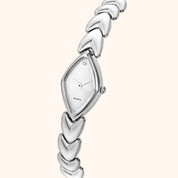 OhKlassy Lucille Silver women's vintage-inspired watch, angled side view