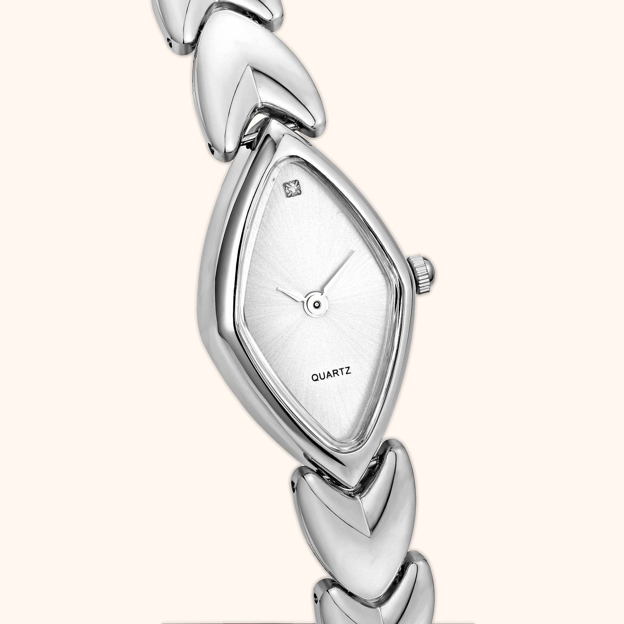 OhKlassy Lucille Silver women's vintage-inspired watch, dial close-up