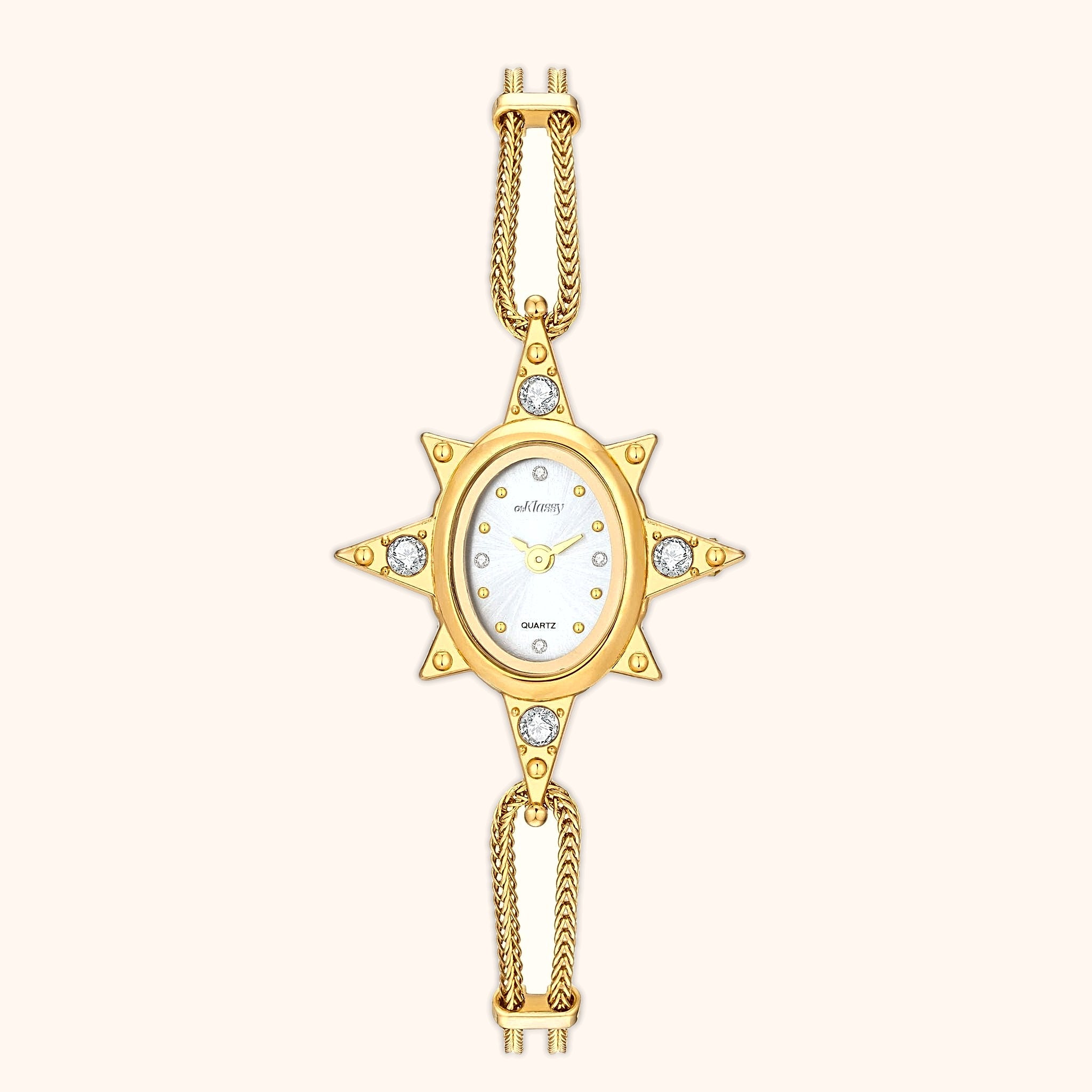 OhKlassy Lumina Gold women's vintage-inspired watch, front view