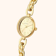 OhKlassy Lydia Gold women's vintage-inspired watch, angled side view