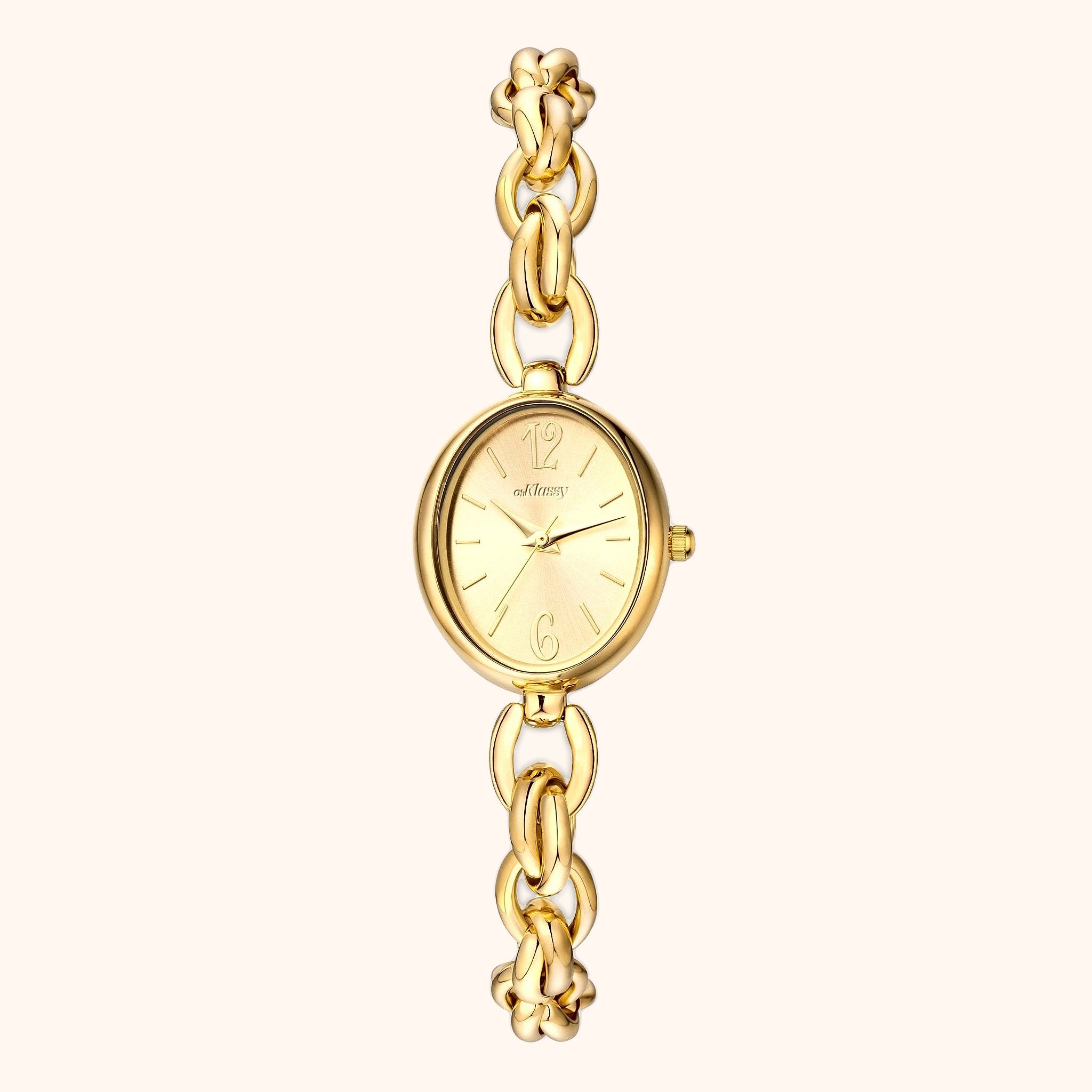 OhKlassy Lydia Gold women's vintage-inspired watch, front view