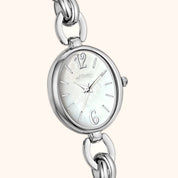 OhKlassy Lydia Silver women's vintage-inspired watch, dial close-up