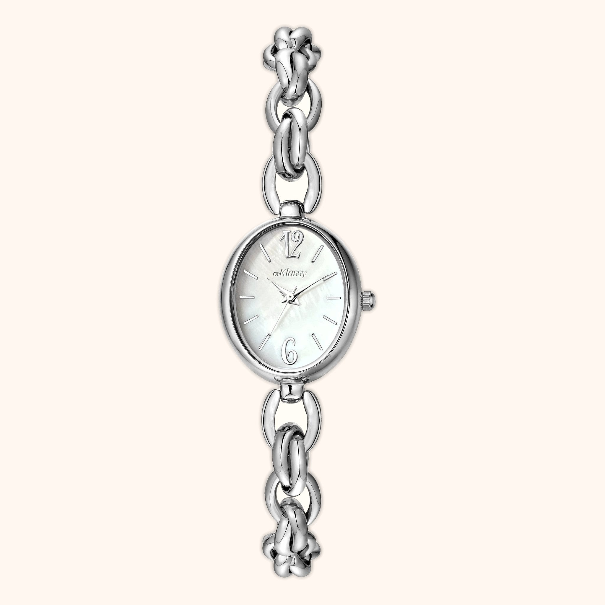 OhKlassy Lydia Silver women's vintage-inspired watch, front view