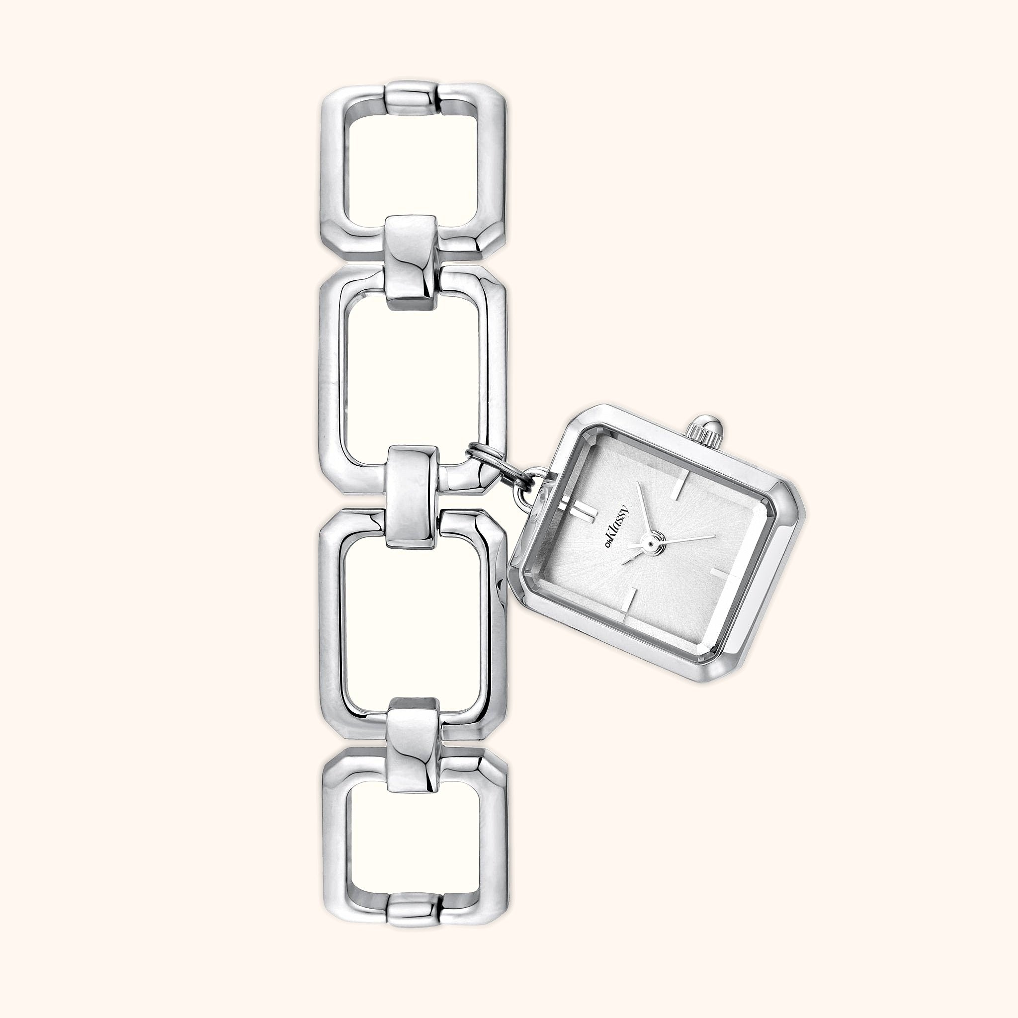 OhKlassy Malou Silver women's vintage-inspired watch, front view