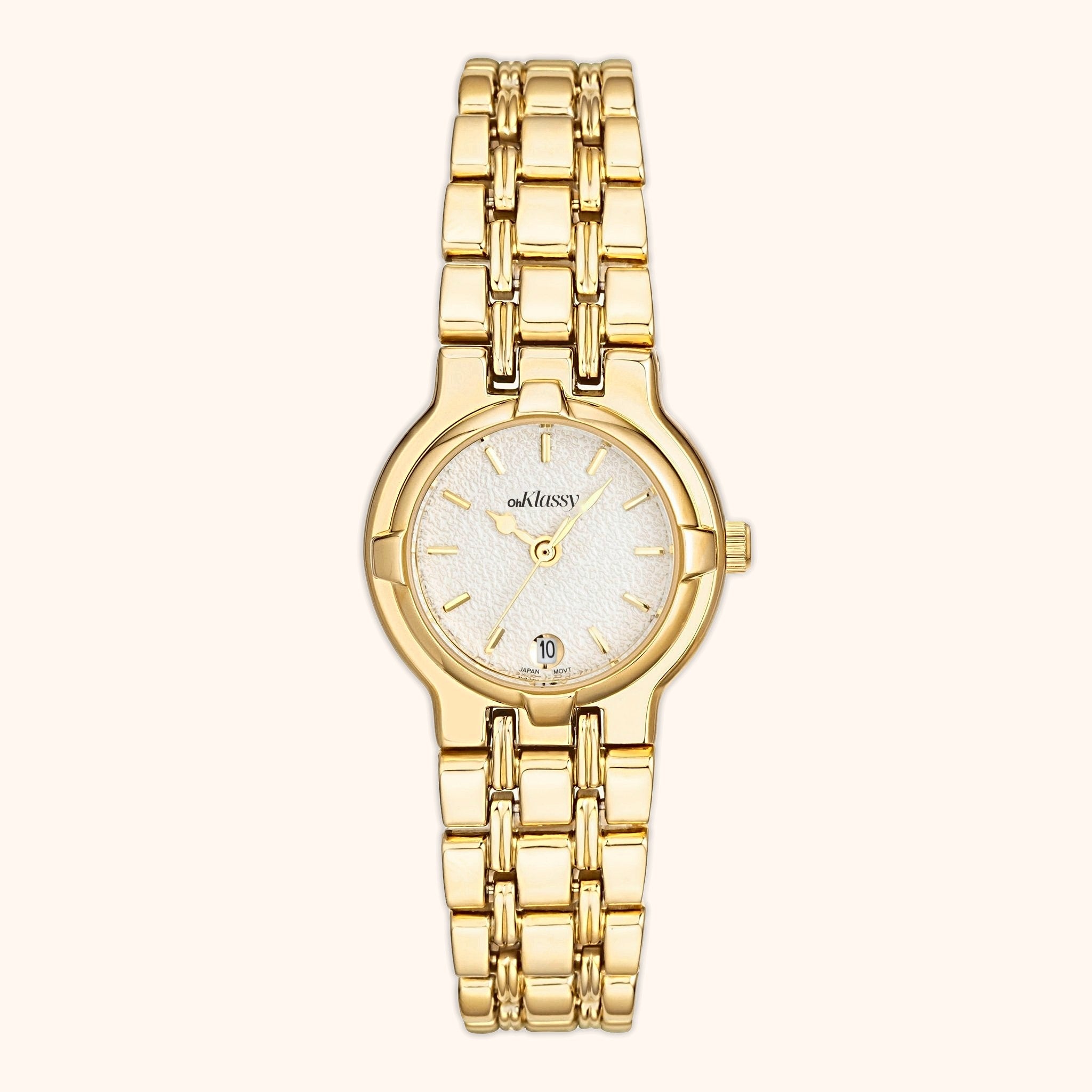 OhKlassy Maria Gold women's vintage-inspired watch, front view