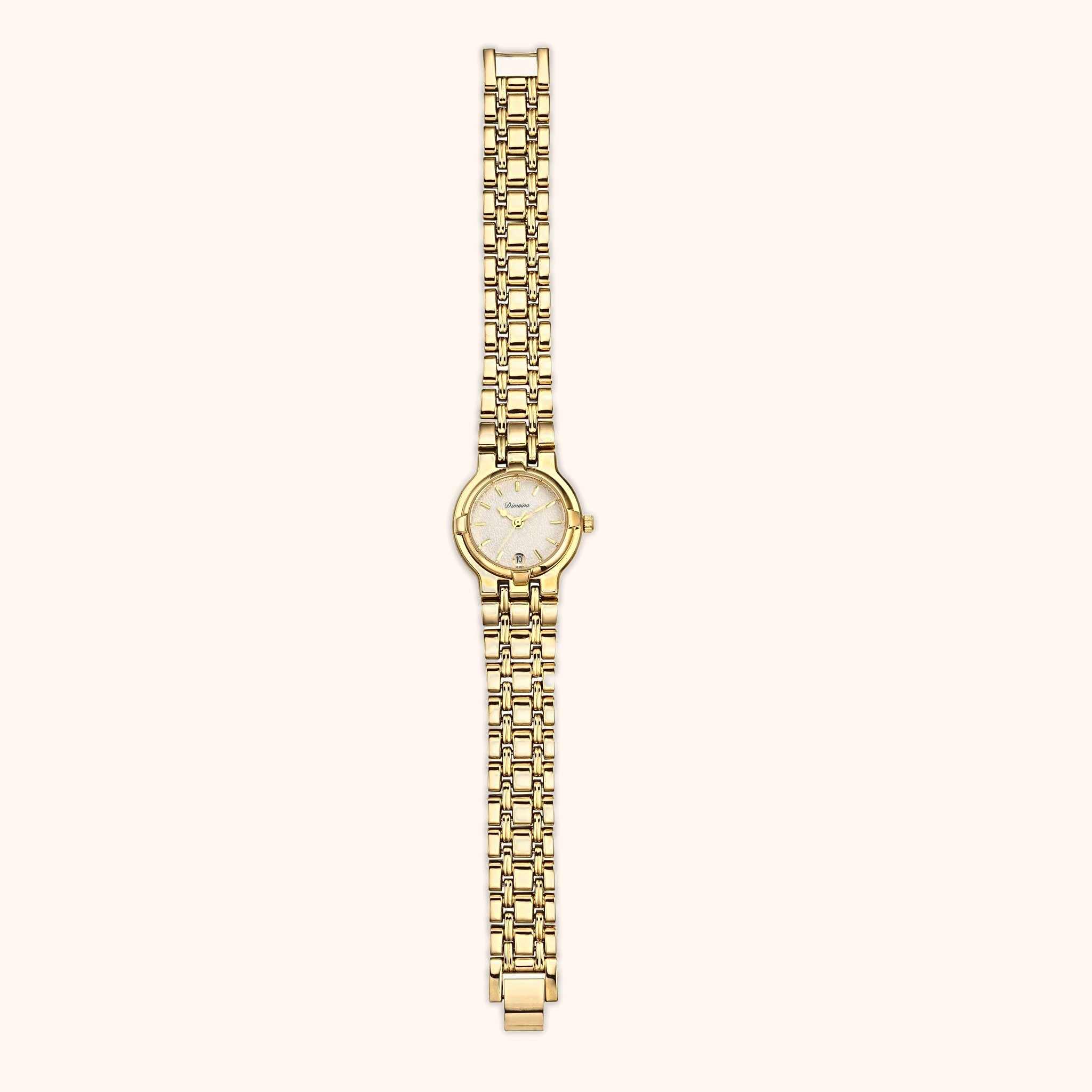 OhKlassy Maria Gold women's vintage-inspired watch, full length view