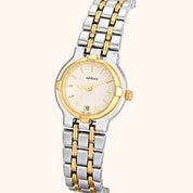 OhKlassy Maria Two Tone women's vintage-inspired watch, dial close-up