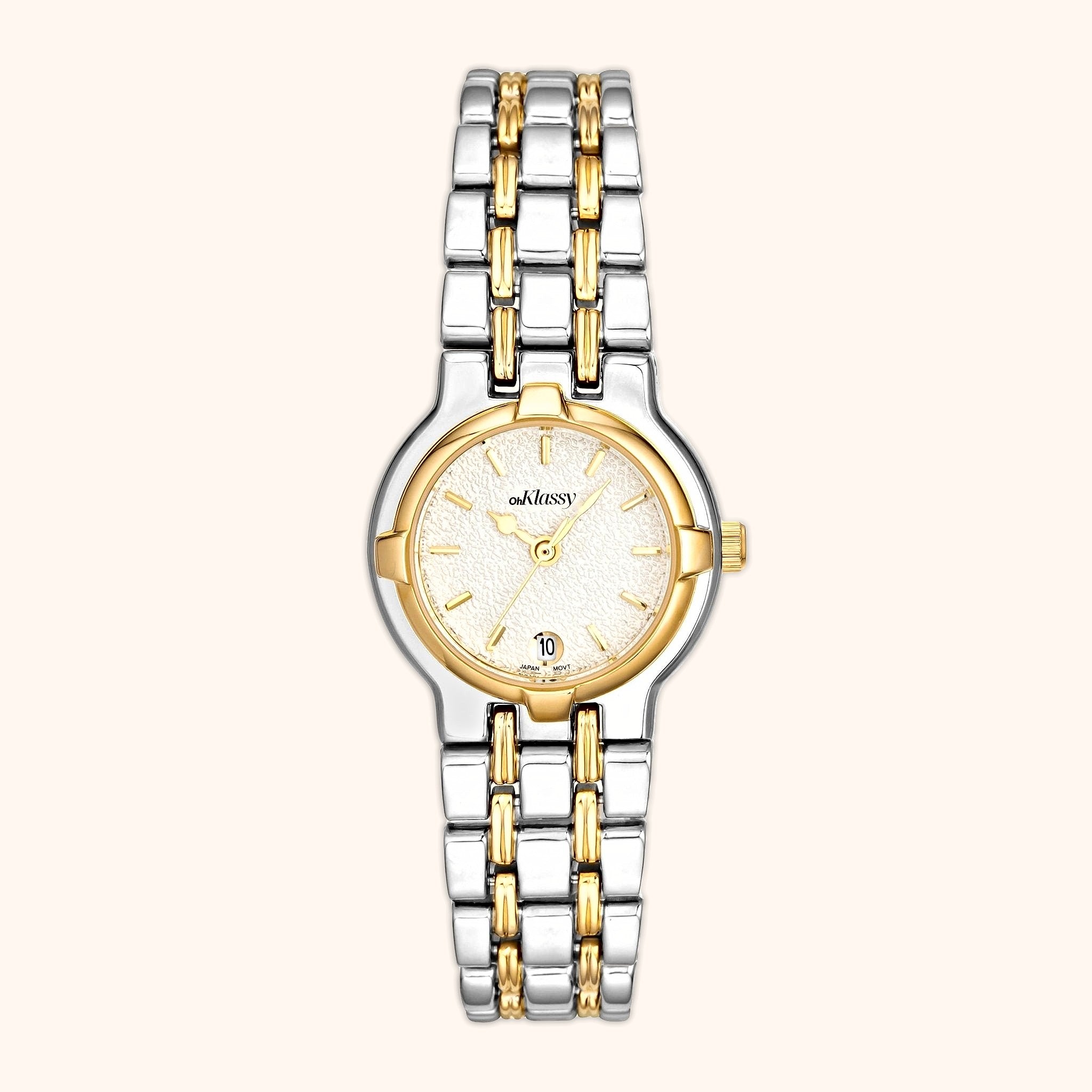 OhKlassy Maria Two Tone women's vintage-inspired watch, front view
