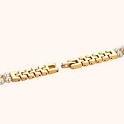 OhKlassy Mireille Gold women's vintage-inspired watch, bracelet and clasp detail