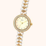 OhKlassy Mireille Gold women's vintage-inspired watch, dial close-up