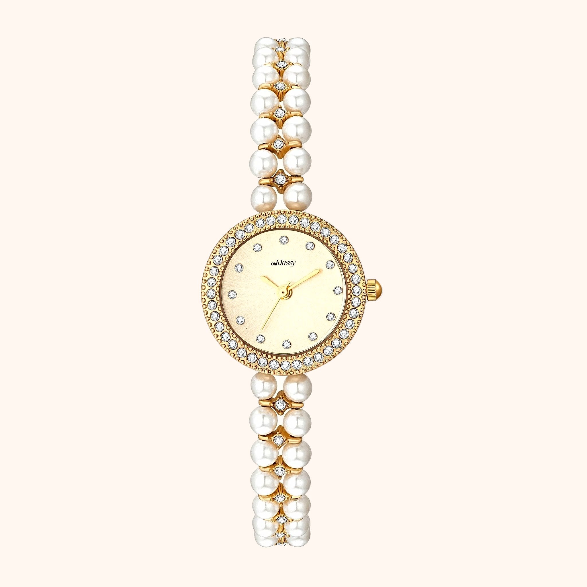 OhKlassy Mireille Gold women's vintage-inspired watch, front view