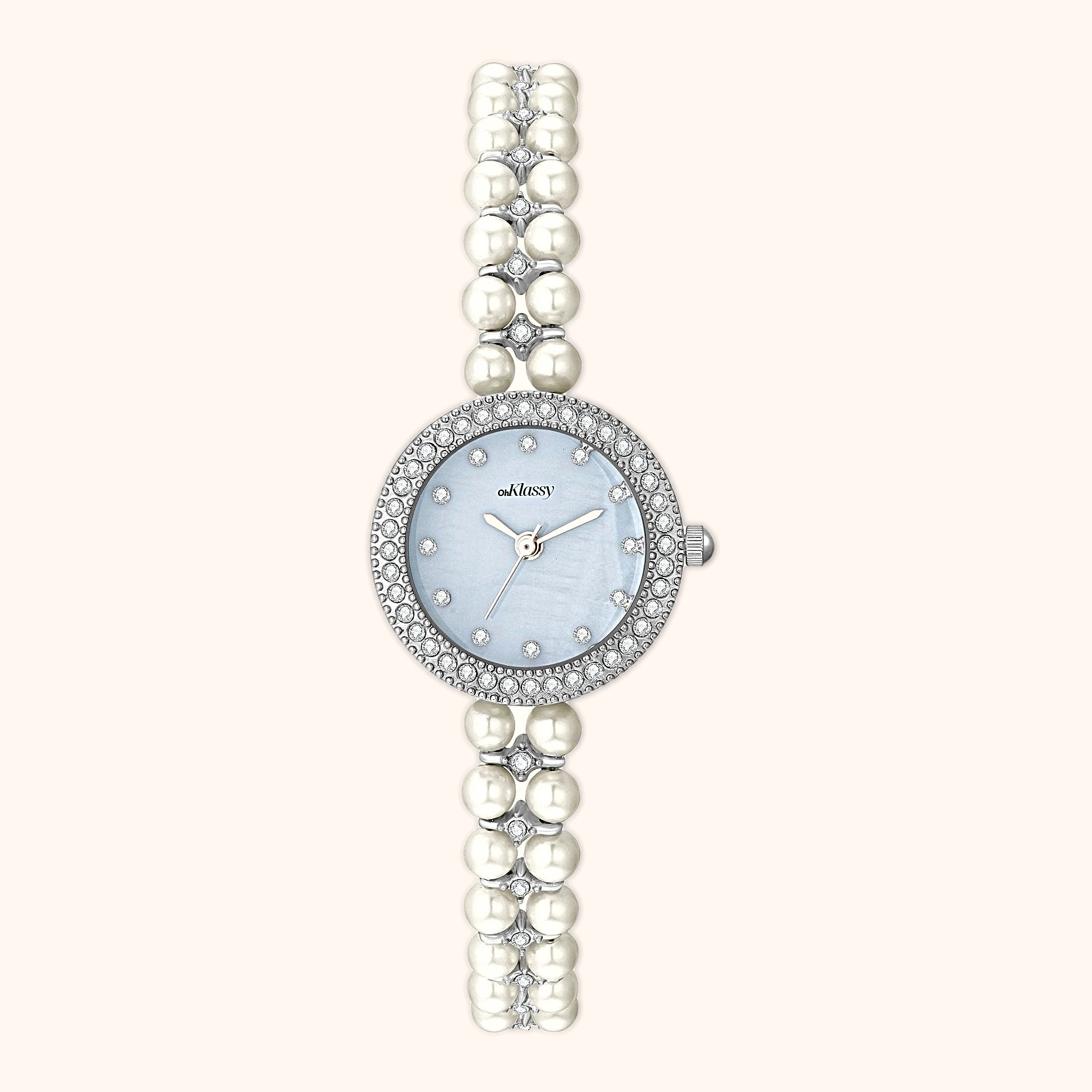 OhKlassy Mireille Silver women's vintage-inspired watch, front view