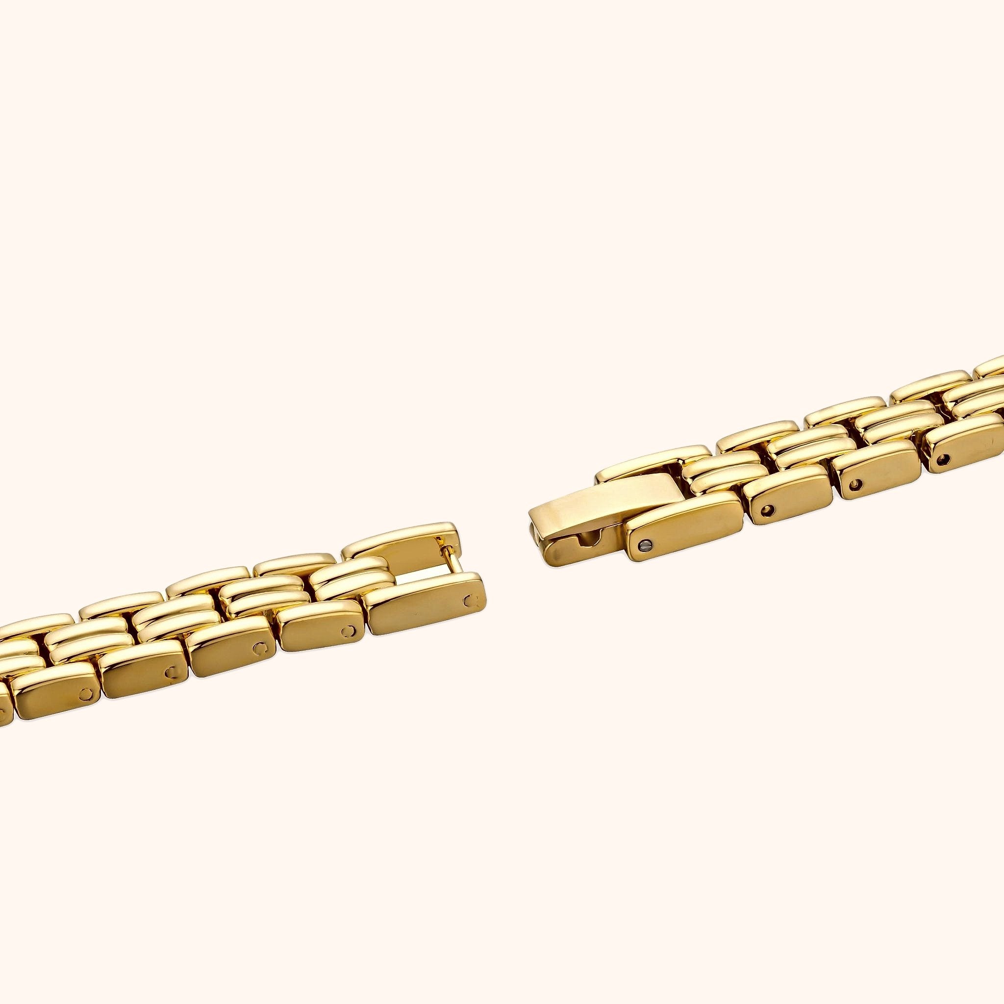 Orologio da donna OhKlassy Naomi Gold in stile vintage, con dettagli sul bracciale e sulla chiusura