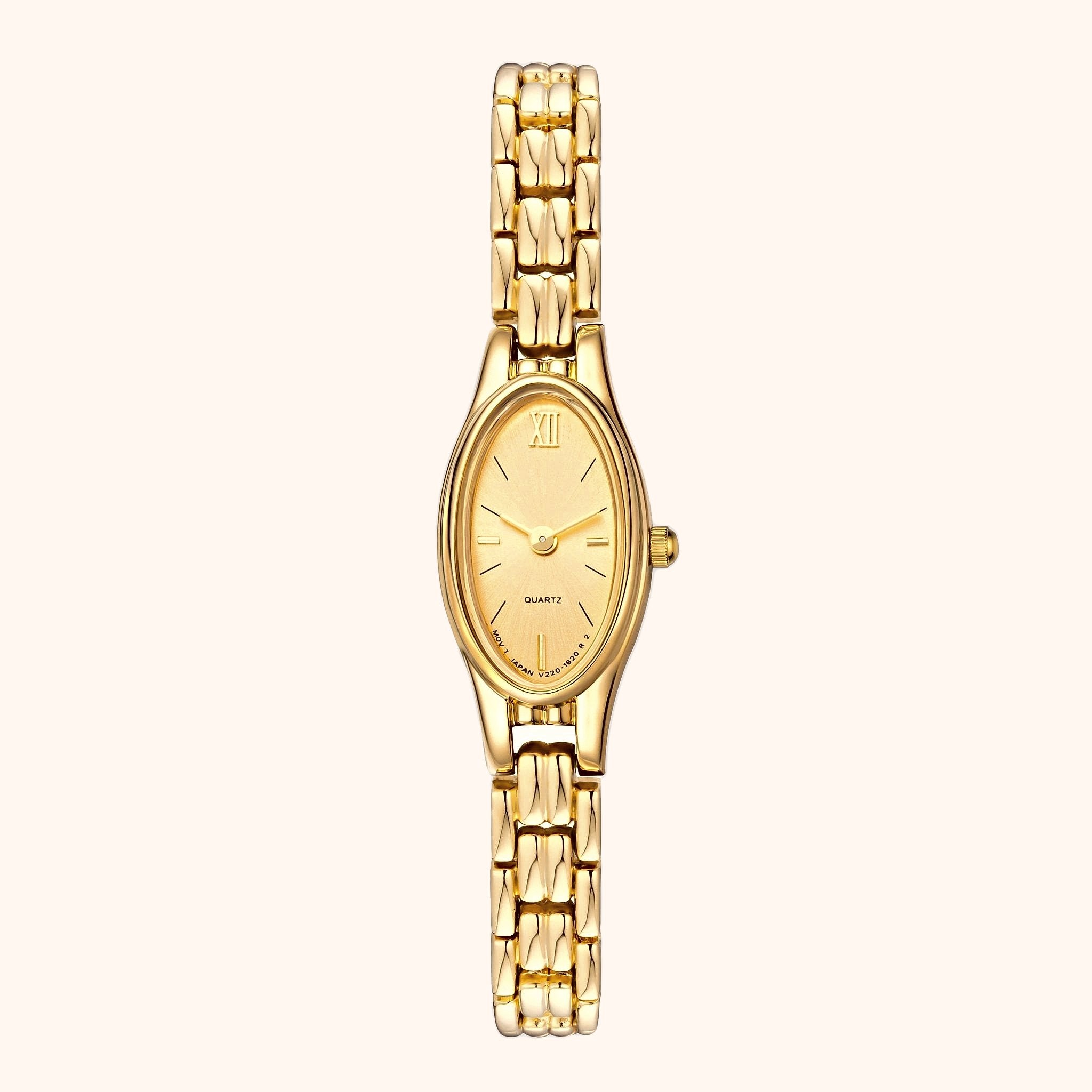 OhKlassy Naomi Gold women's vintage-inspired watch, front view