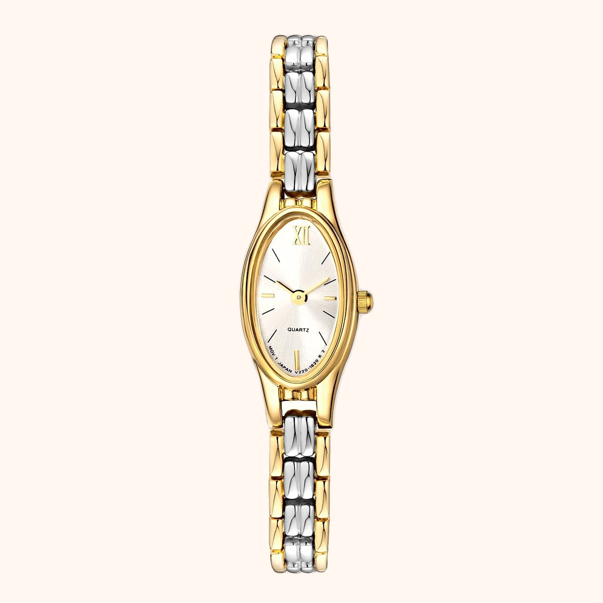 OhKlassy Naomi Two-Tone women's vintage-inspired watch, front view