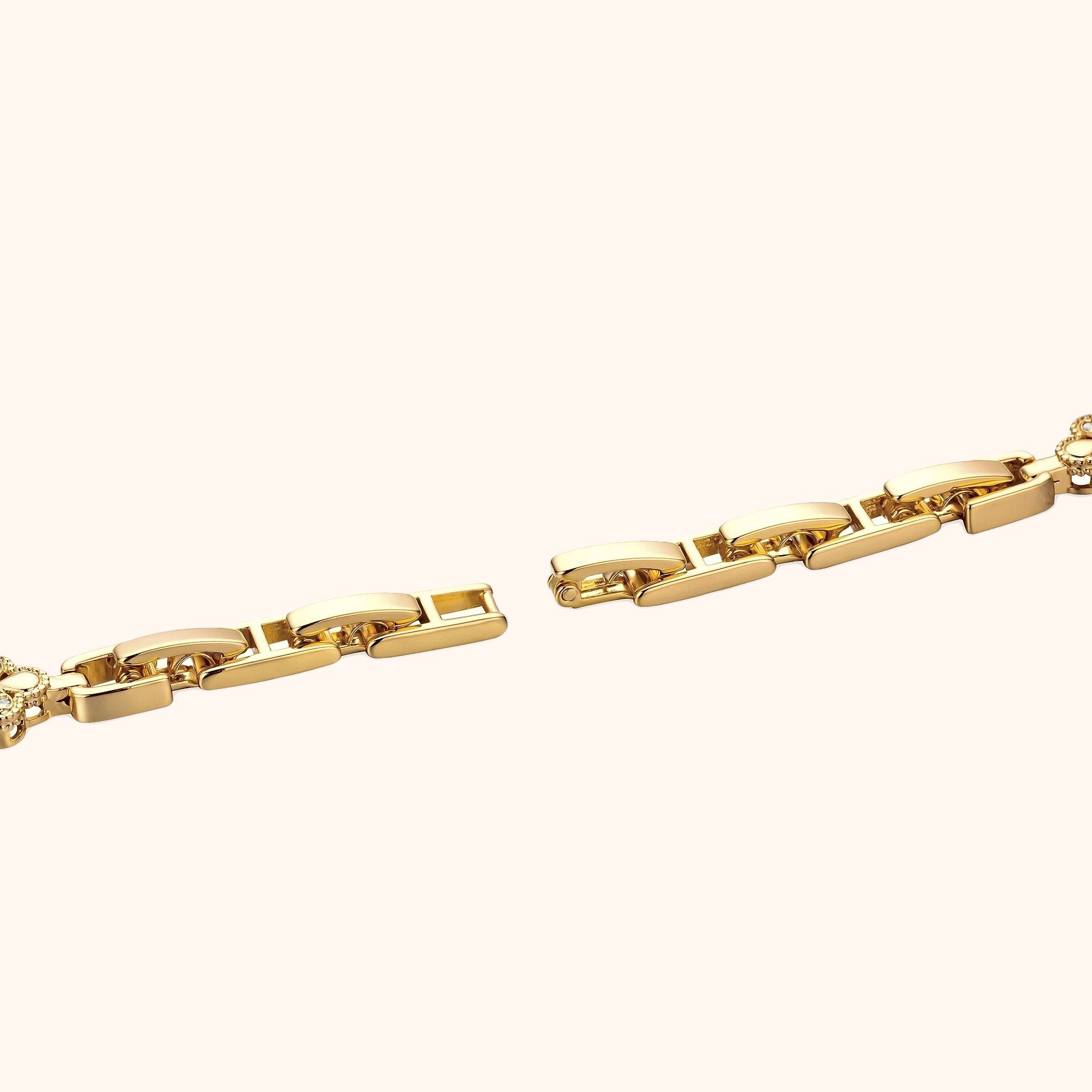 OhKlassy Odette Gold – Vintage-inspirierte Damenuhr, Details zu Armband und Schließe