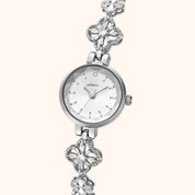 OhKlassy Odette Silver women's vintage-inspired watch, angled side view