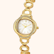 OhKlassy Oliya Gold women's vintage-inspired watch, dial close-up