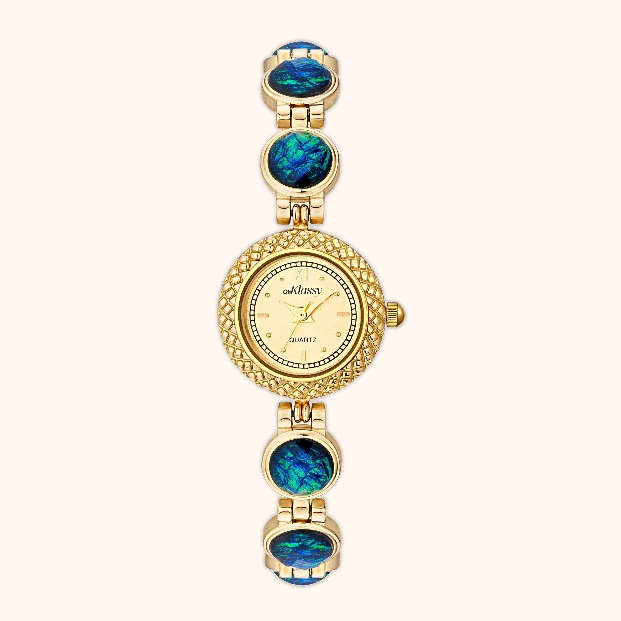 OhKlassy Ondine Gold women's vintage-inspired watch, front view