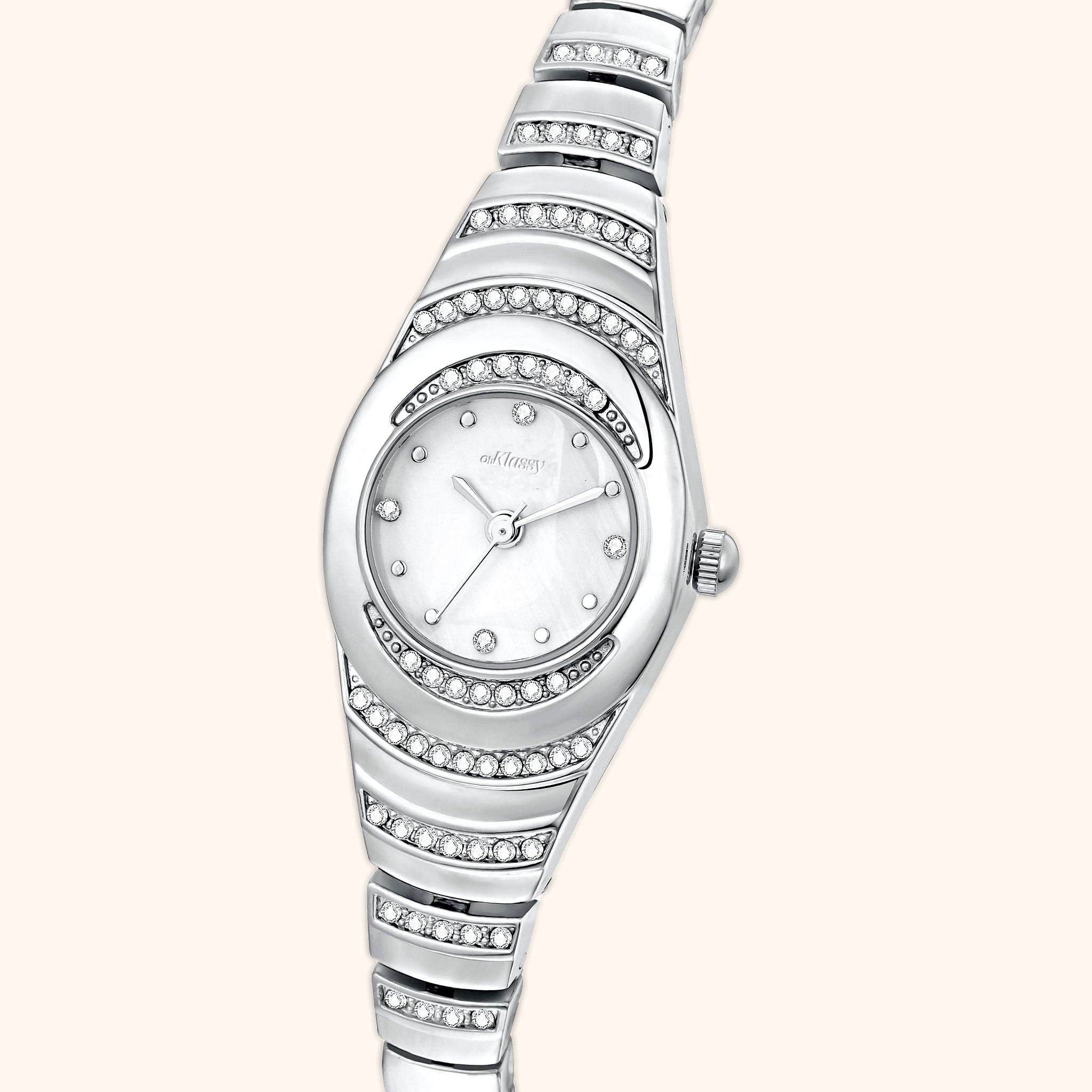 OhKlassy Ophelia Silver – Vintage-inspirierte Damenuhr, Nahaufnahme des Zifferblatts