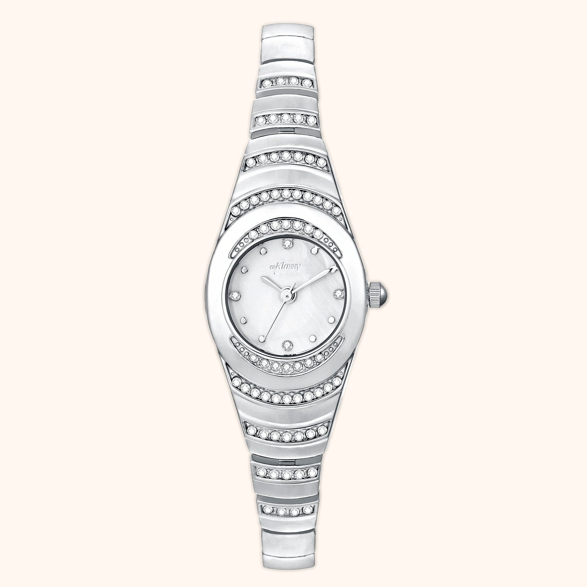 OhKlassy Ophelia Silver women's vintage-inspired watch, front view