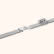OhKlassy Rosalie Silver women's vintage-inspired watch, bracelet and clasp detail