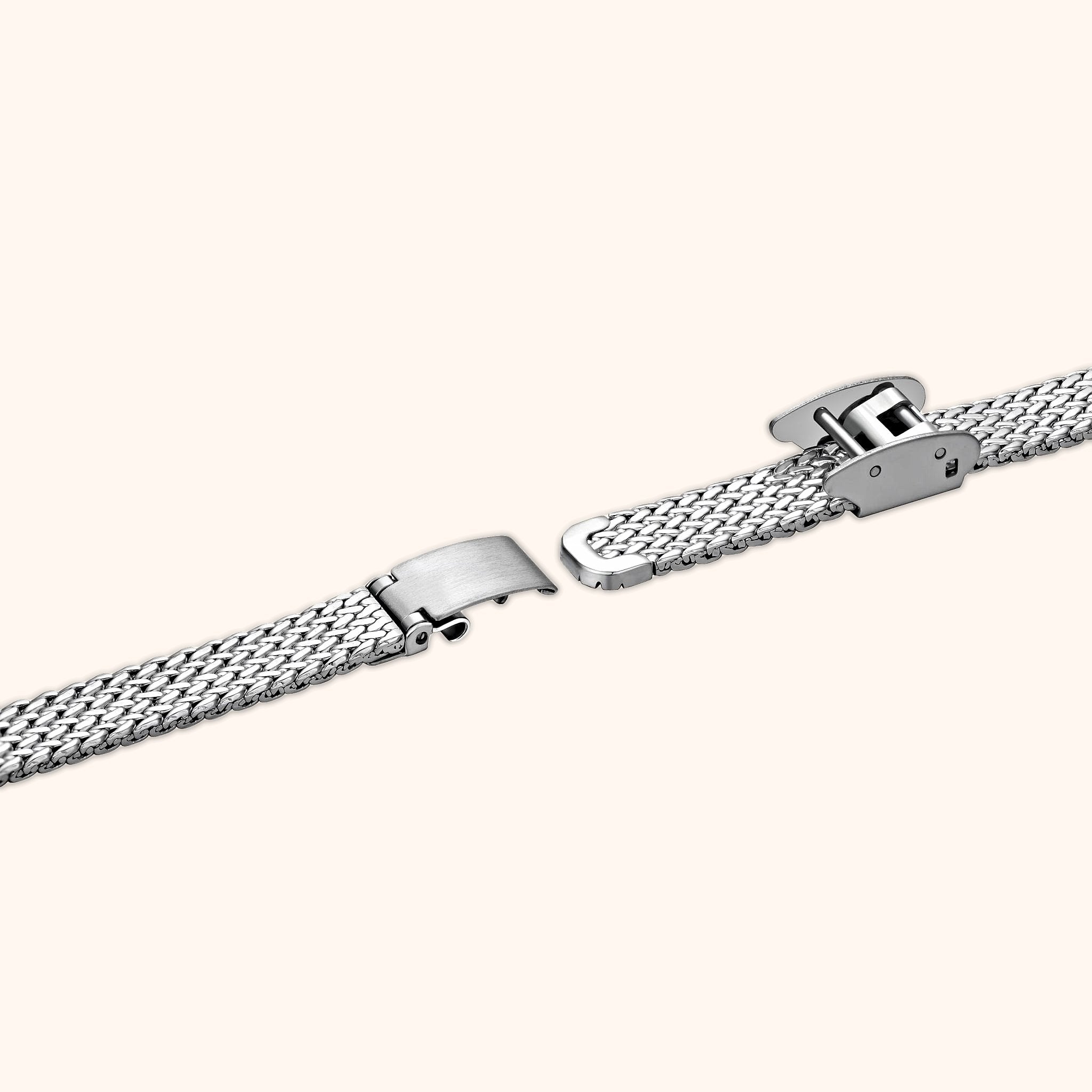 OhKlassy Rosalie Silver women's vintage-inspired watch, bracelet and clasp detail