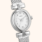 OhKlassy Rosalie Silver women's vintage-inspired watch, dial close-up