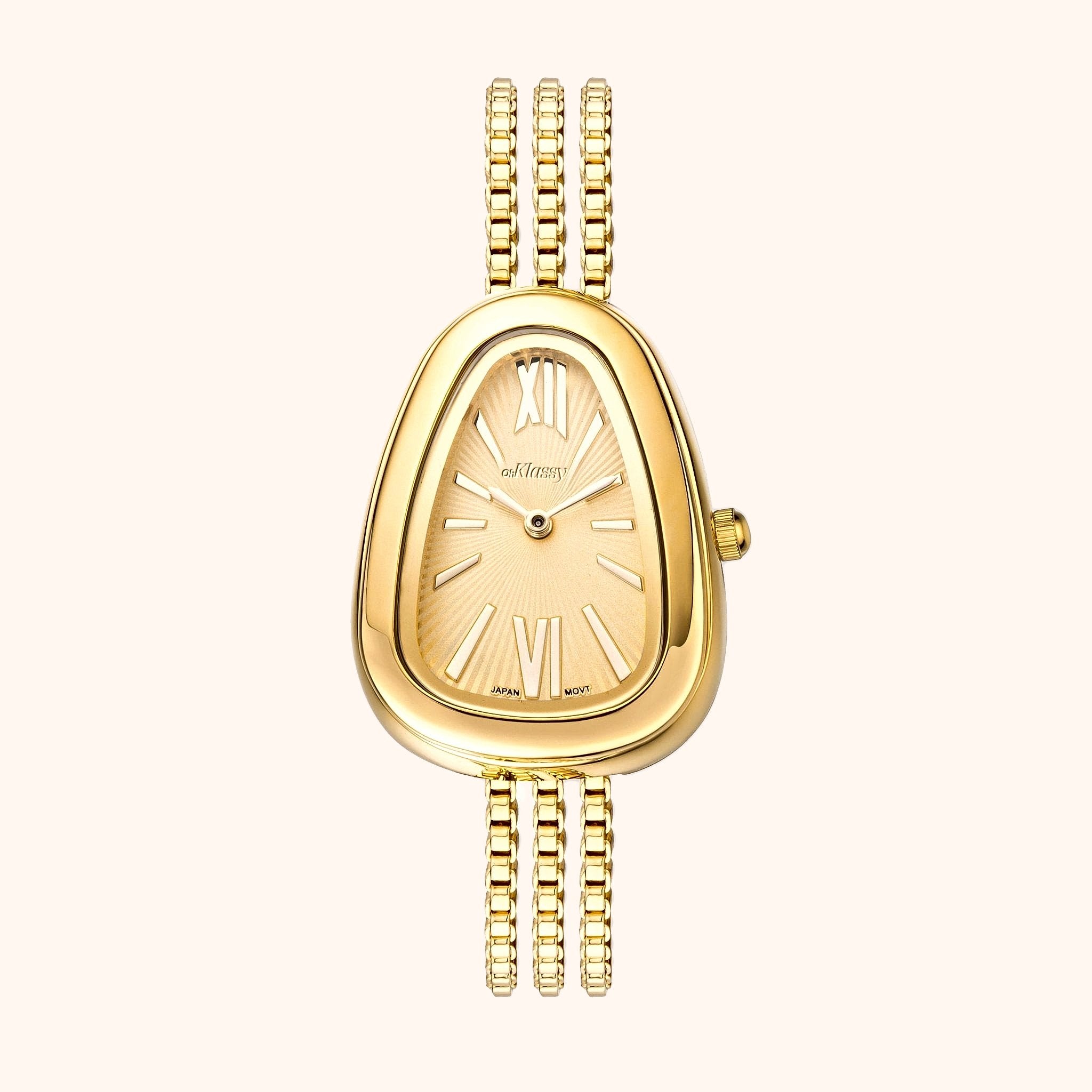 OhKlassy Serena Gold women's vintage-inspired watch, front view
