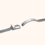 OhKlassy Serena Silver women's vintage-inspired watch, bracelet and clasp detail