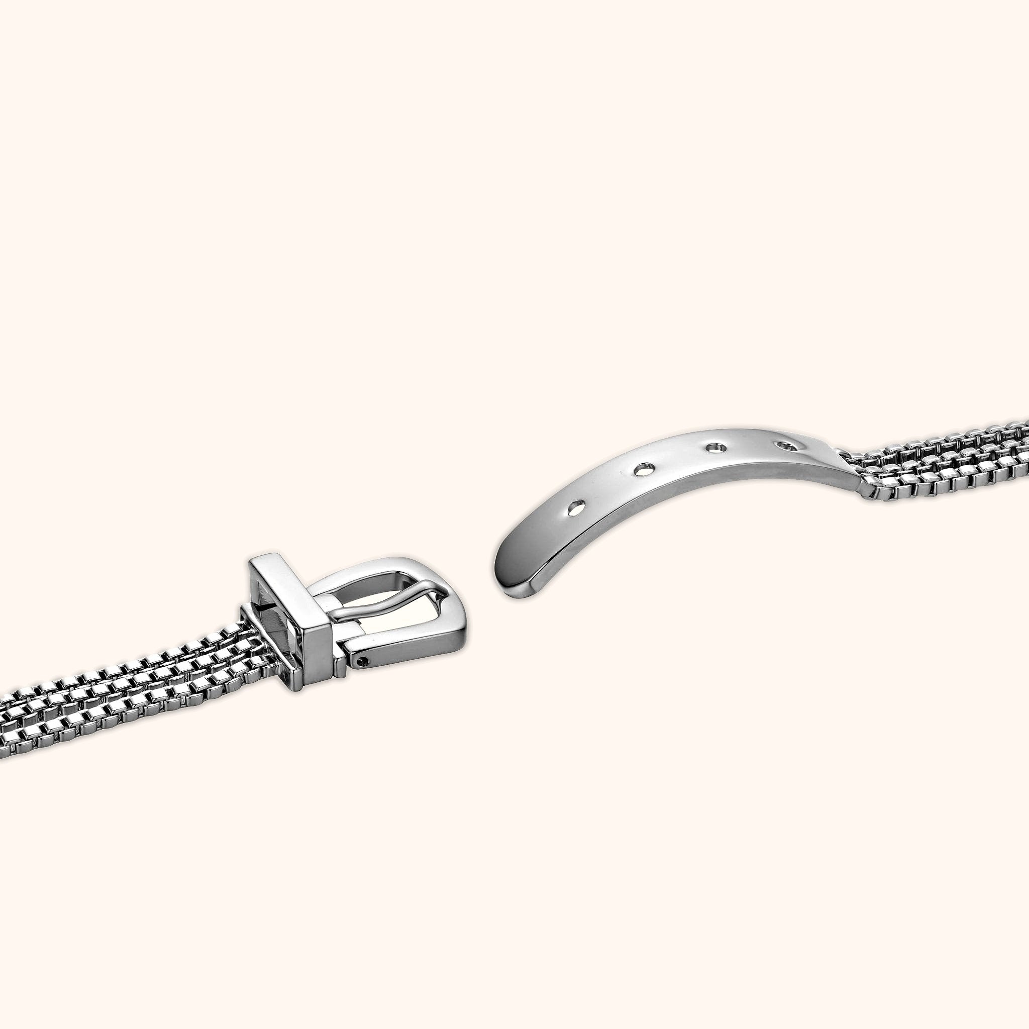 OhKlassy Serena Silver women's vintage-inspired watch, bracelet and clasp detail