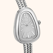 OhKlassy Serena Silver women's vintage-inspired watch, dial close-up