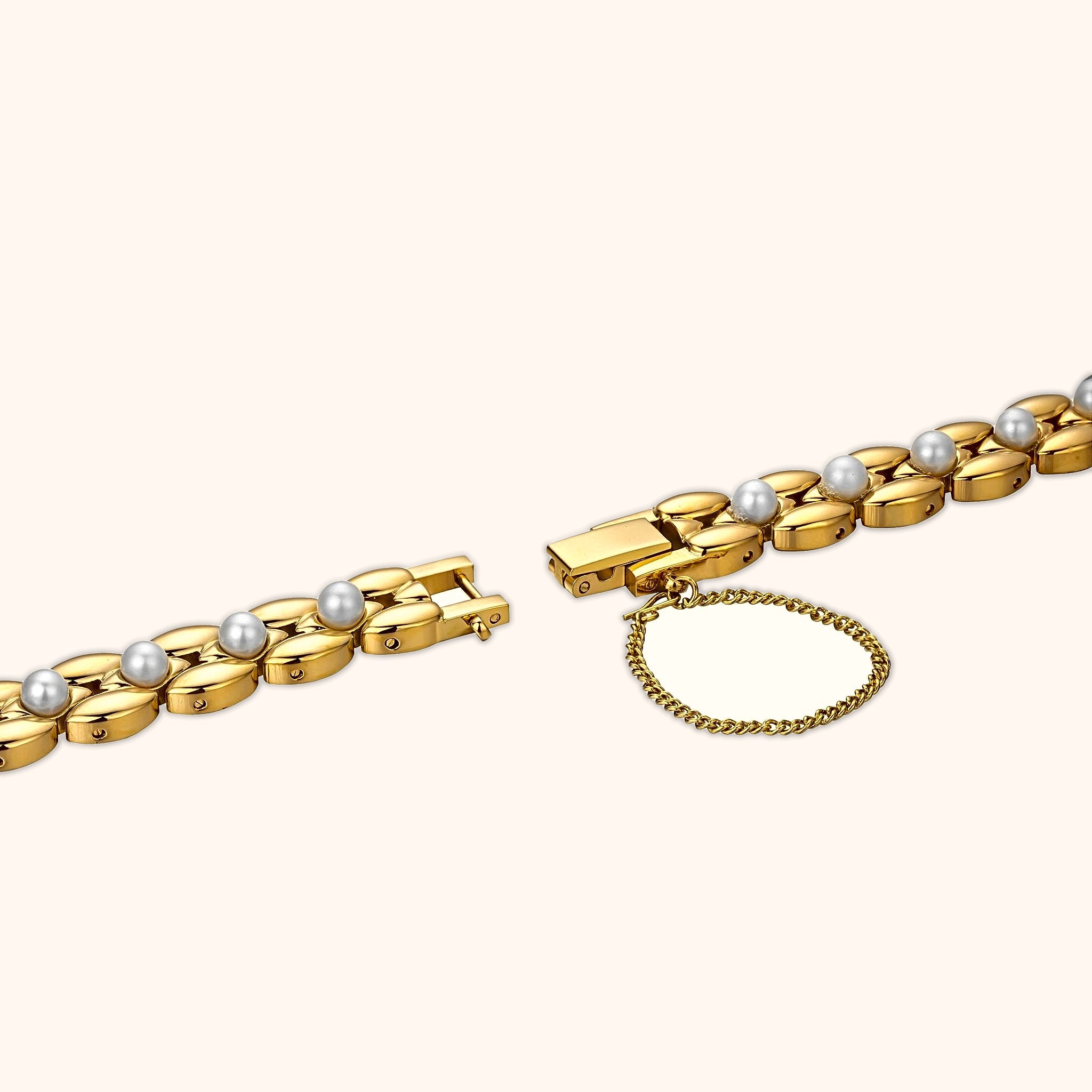 OhKlassy Sophia Pearl Gold: vintage-geïnspireerd dameshorloge, met details van de armband en sluiting