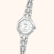 OhKlassy Sophia Silver women's vintage-inspired watch, dial close-up