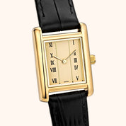OhKlassy Sophie Leather Gold – Vintage-inspirierte Damenuhr, Nahaufnahme des Zifferblatts