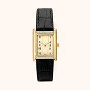 OhKlassy Sophie Leder Gold – Vintage-inspirierte Damenuhr, Vorderansicht