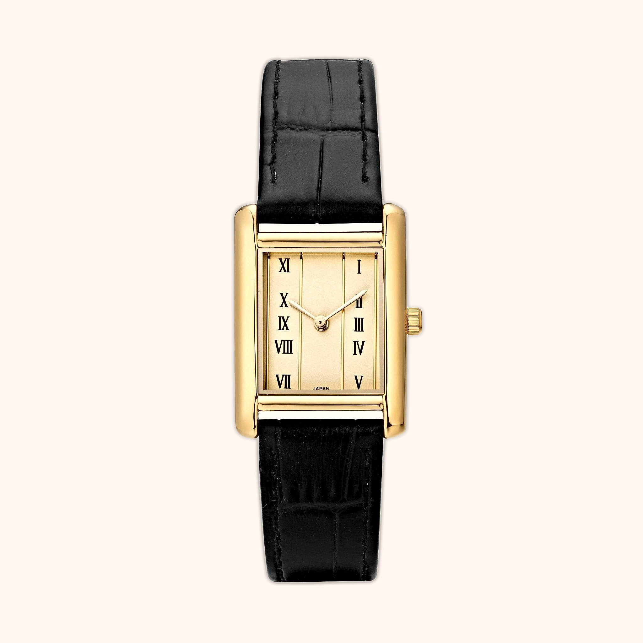 OhKlassy Sophie Leder Gold – Vintage-inspirierte Damenuhr, Vorderansicht
