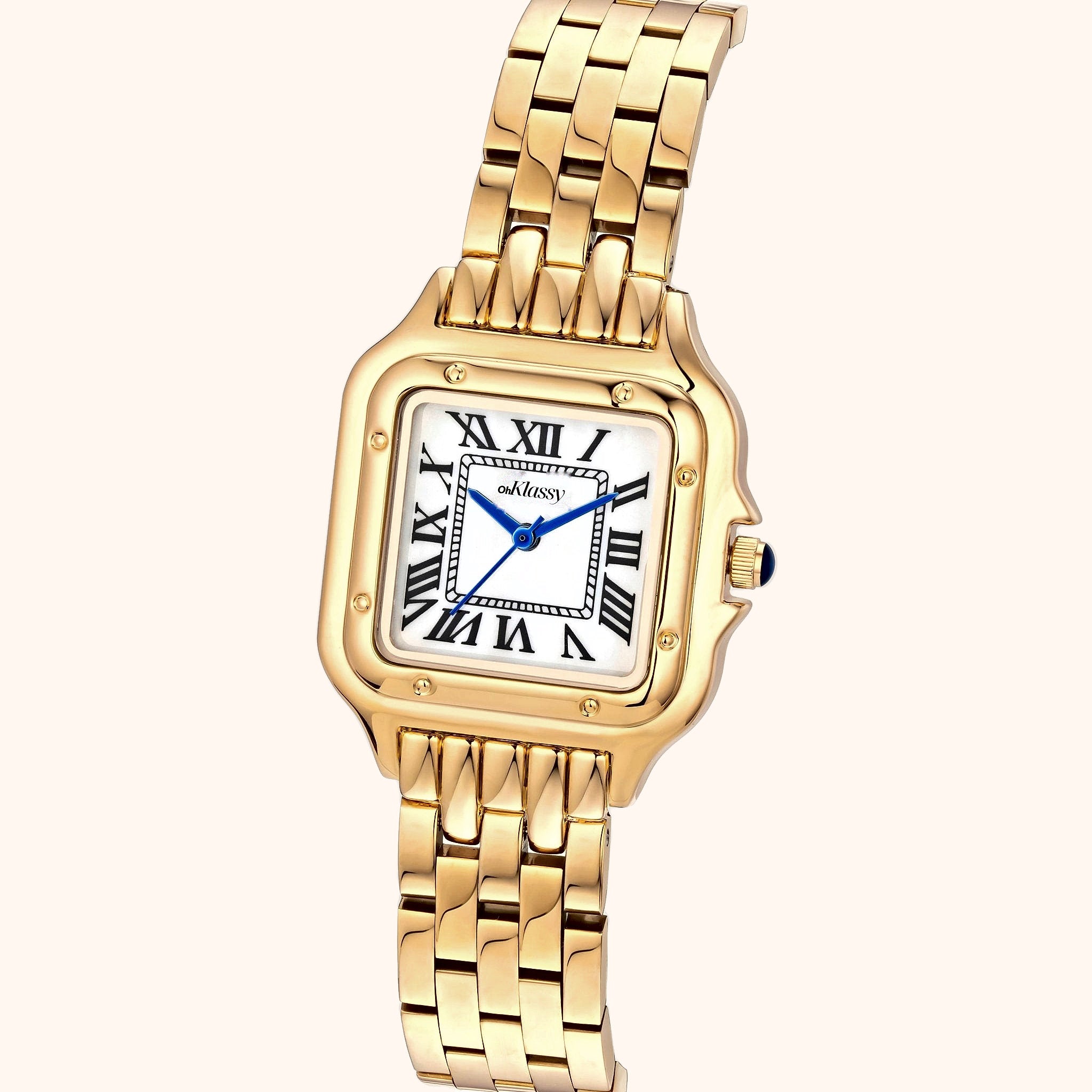 OhKlassy Victoria Gold women's vintage-inspired watch, dial close-up