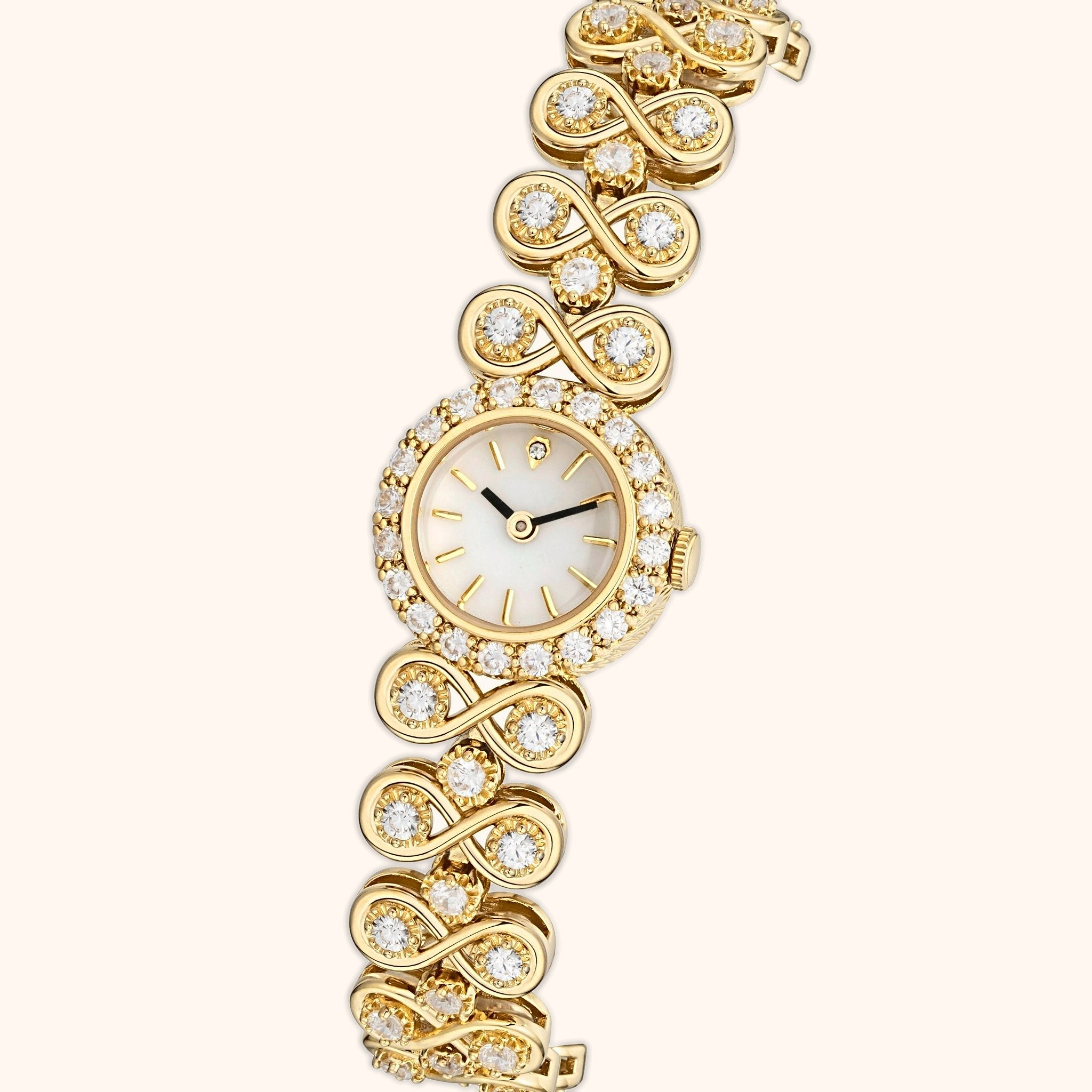 OhKlassy Viera Gold women's vintage-inspired watch, dial close-up