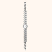 OhKlassy Viera Silver women's vintage-inspired watch, bracelet and clasp detail