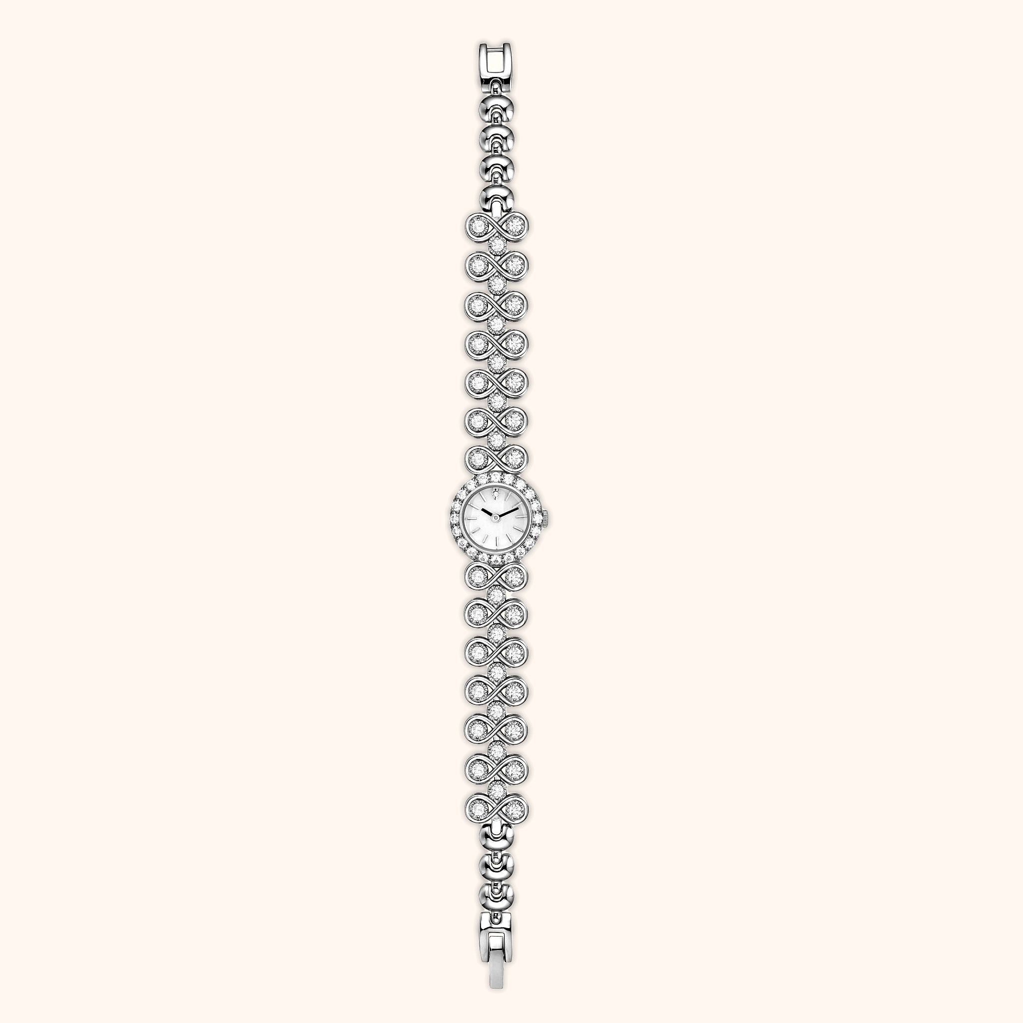 OhKlassy Viera Silver women's vintage-inspired watch, bracelet and clasp detail