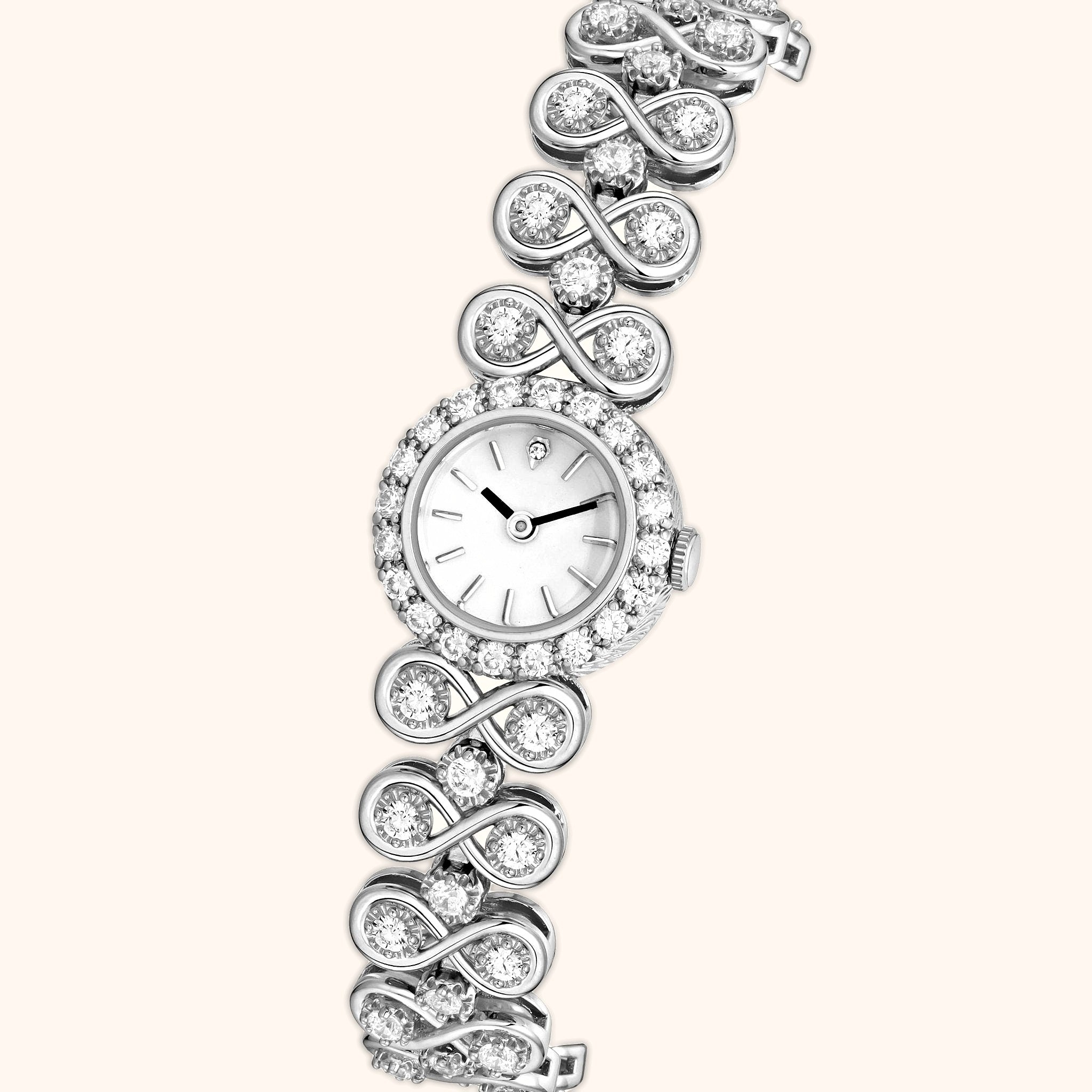 OhKlassy Viera Silver women's vintage-inspired watch, dial close-up