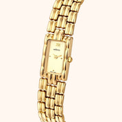 OhKlassy Yasmina Gold women's vintage-inspired watch, angled side view
