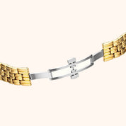 OhKlassy Yasmina Gold women's vintage-inspired watch, bracelet and clasp detail