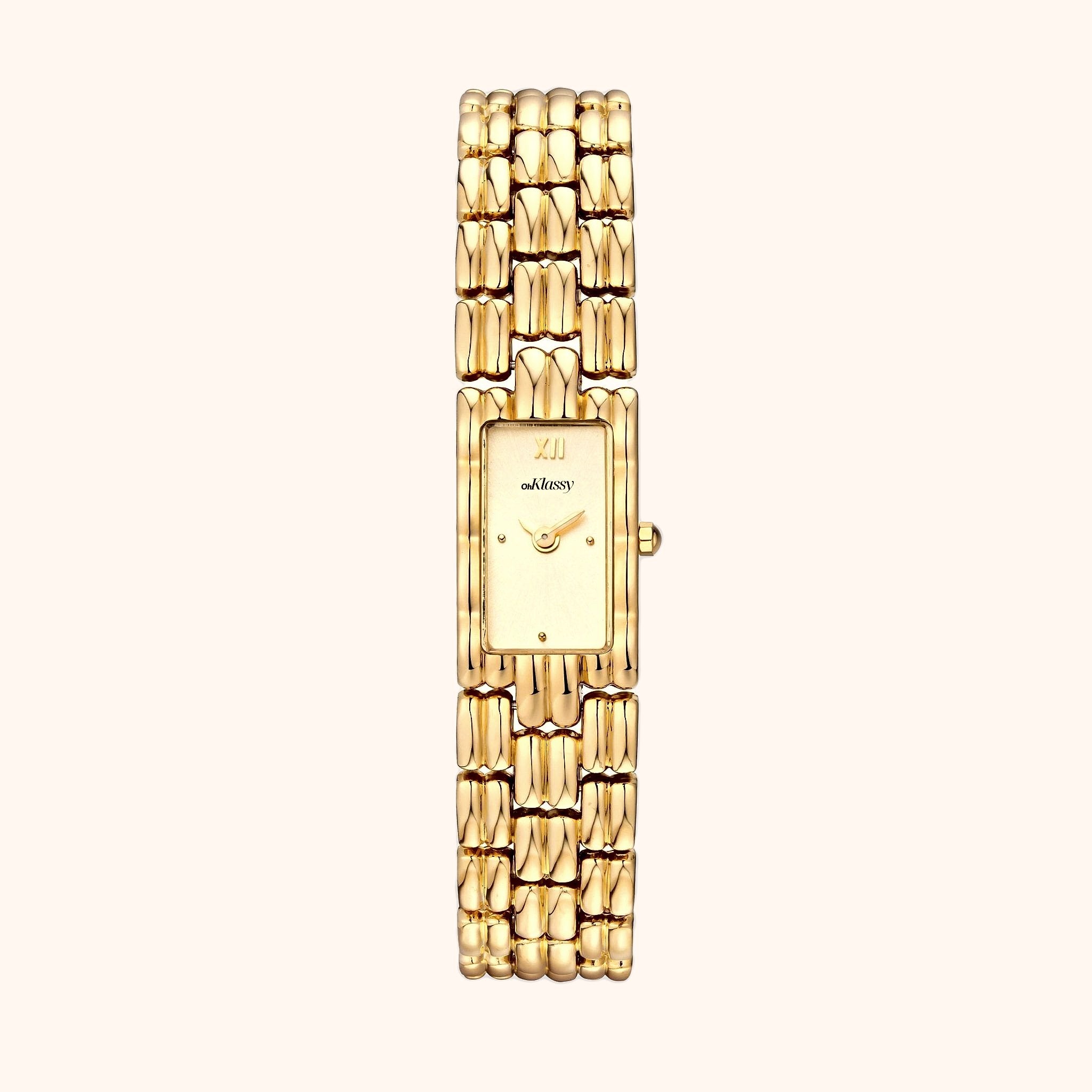 OhKlassy Yasmina Gold women's vintage-inspired watch, front view