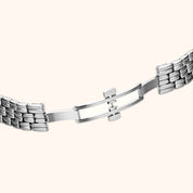 OhKlassy Yasmina Silver women's vintage-inspired watch, bracelet and clasp detail
